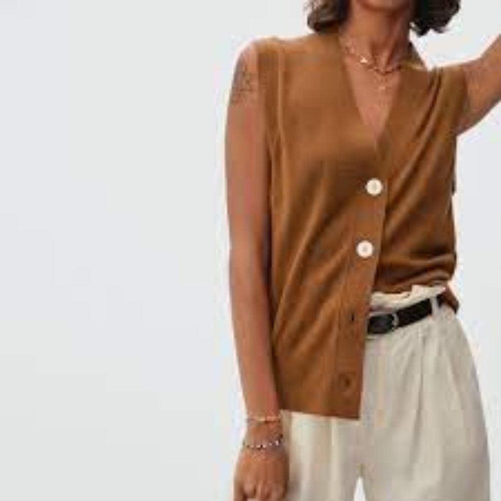 Everlane Cotton–Merino Sweater Vest in Warm Toasted Heathered Oat - M - Picture 6 of 11